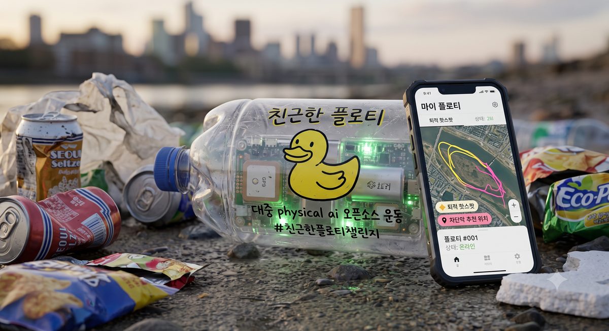 재활용 투명 PET병 드리프터와 마이 플로티 앱 컨셉